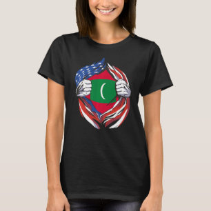 モルディブ国旗誇りを持ったアメリカンオブマイモルディブ諸島 Tシャツ
