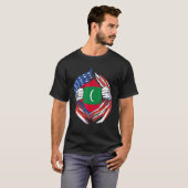モルディブ国旗誇りを持ったアメリカ人 Tシャツ (正面フル)
