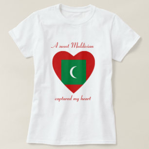 モルディブ国旗 ハートTシャツ Tシャツ