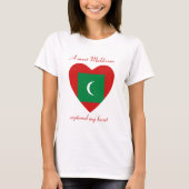 モルディブ国旗 ハートTシャツ Tシャツ (正面)