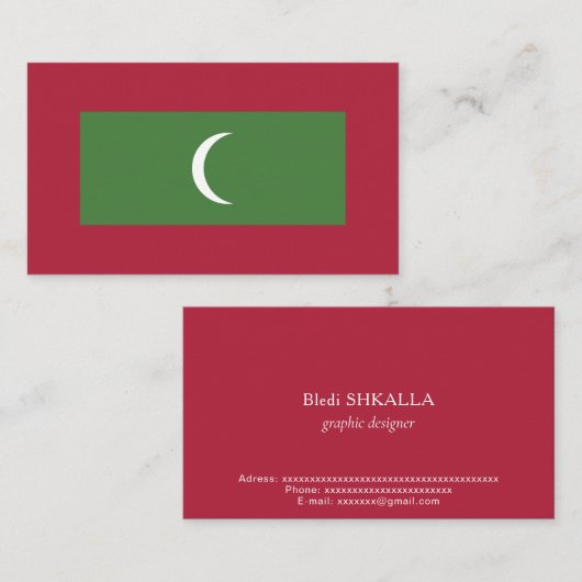モルディブ国旗 名刺 (正面/裏面)