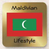 モルディブ国旗+文字コースター コースター (正面)