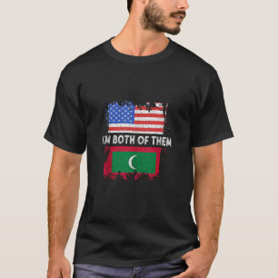 モルディブ国旗I M Both Them USA America Maldivi Tシャツ
