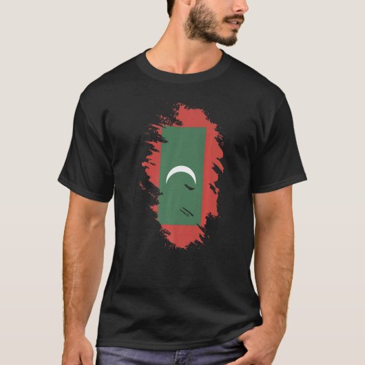 モルディブ土産婦人国男性へ旗 Tシャツ (正面)