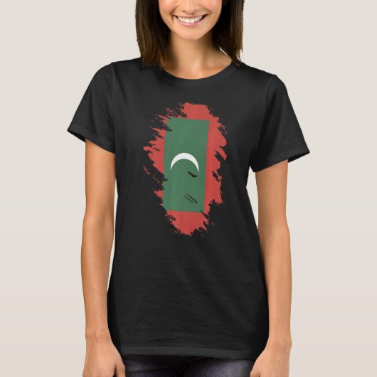 モルディブ土産婦人国男性へ旗 Tシャツ (正面)