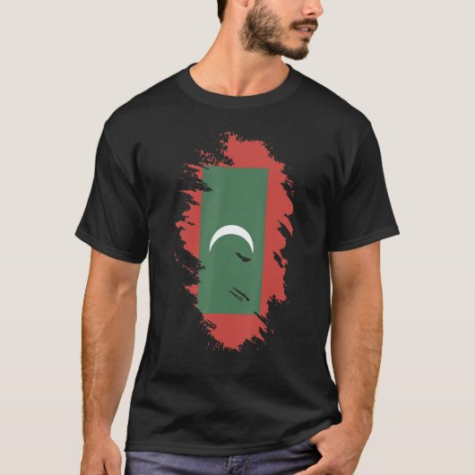 モルディブ土産婦人国男性へ旗 Tシャツ (正面)