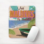 モルディブ島ヴィンテージ旅行ポスターアート。 マウスパッド (マウス)