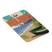 モルディブ島ヴィンテージ旅行ポスターアート。 マグネット (右側)