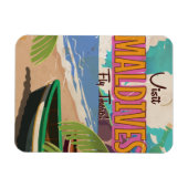 モルディブ島ヴィンテージ旅行ポスターアート。 マグネット (横)