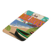 モルディブ島ヴィンテージ旅行ポスターアート。 マグネット (左側)