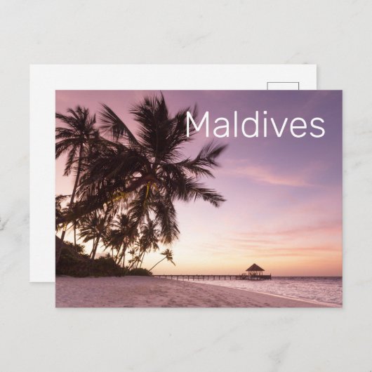 モルディブ海インディアンビーチサンセットアイランドサミナル シーズンポストカード (正面/裏面)
