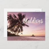 モルディブ海インディアンビーチサンセットアイランドサミナル シーズンポストカード (正面/裏面)