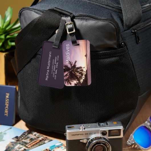 モルディブ海インディアンビーチサンセットアイランドサミナル ラゲッジタグ (正面&裏面)