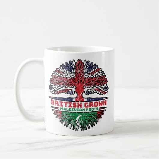 モルディブ諸島イギリスの木のルーツ国旗 コーヒーマグカップ (左)