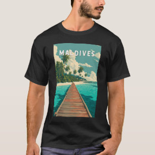 モルディブ イラスト 旅行 アート ヴィンテージ Tシャツ