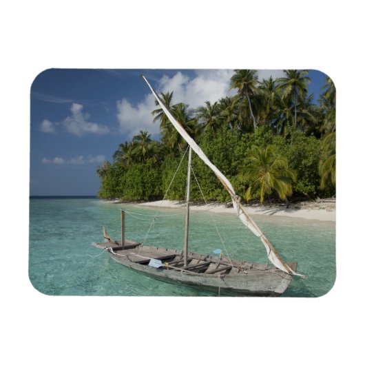 モルディブ、北の男性環礁、クダ島 マグネット (横)