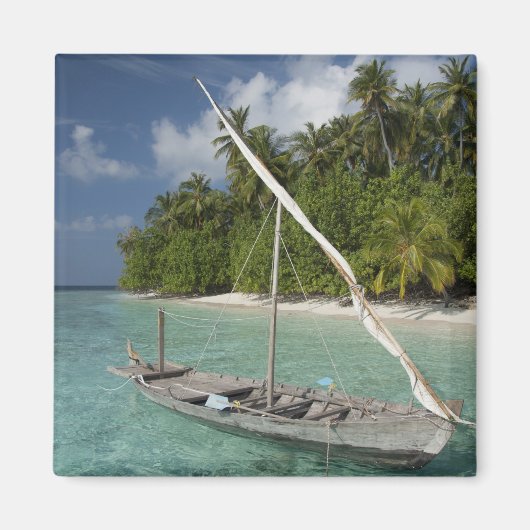 モルディブ、北の男性環礁、クダ島 マグネット (正面)