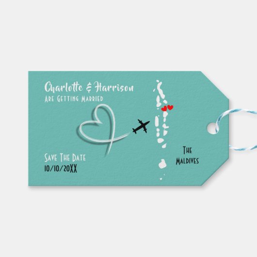 モルディ結婚ブの目的地は日付を保存 ギフトタグ (正面(横))