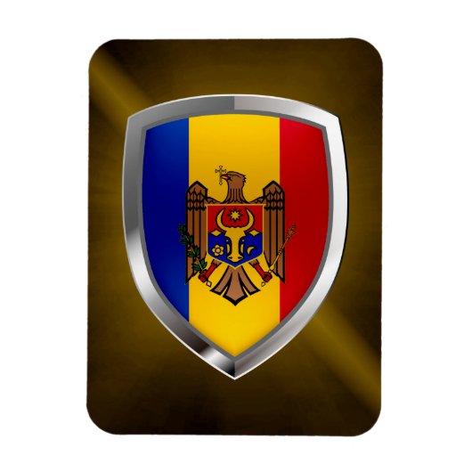 モルドバのメタリックエンブレム マグネット (縦)