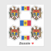 モルドバの紋章と国旗のステッカー シール (シート)