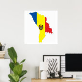 モルドバ共和国の国の国旗の地図の形の記号 ポスター (ホームオフィス)