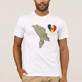 モルドバ国旗のハートと地図Tシャツ Tシャツ (正面)