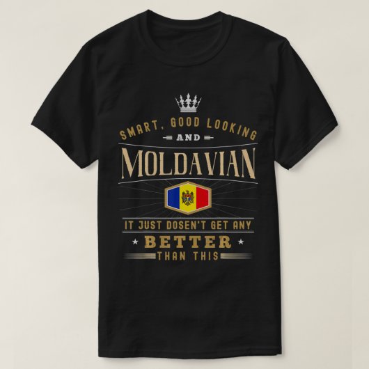 モルドバ国旗の土産モルドダビアンメンズ&ウィメンズ Tシャツ (デザイン正面)