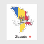 モルドバ国旗の地図 シール (シート)