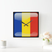 モルドバ国旗 スクエア壁時計 (ホーム)