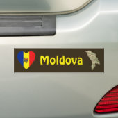 モルドバ国旗 ハート+地図 バンパーステッカー (車上)