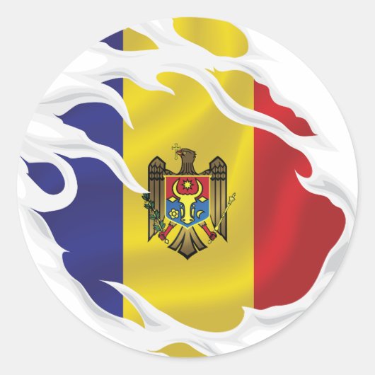モルドバ国旗 ラウンドシール (正面)