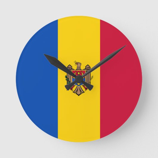 モルドバ国旗 ラウンド壁時計 (正面)