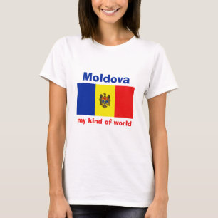 モルドバ国旗+地図+テキスト Tシャツ