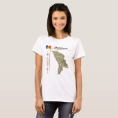 モルドバ地図+国旗+タイトルTシャツ Tシャツ (正面フル)
