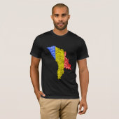 モルドバ旗色マップTシャツ Tシャツ (正面フル)