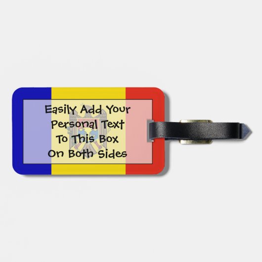 モルドバ簡単ID個人用フラグ ラゲッジタグ (裏面横)