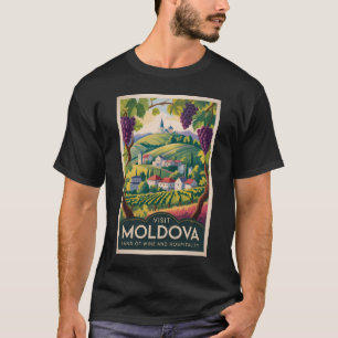 モルドバ ワイナリー イラスト トラベル アート ヴィンテージ Tシャツ