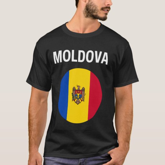 モルドバ 国旗 モダン Tシャツ (正面)