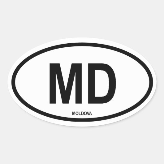 モルドバ「MD」 楕円形シール (正面)