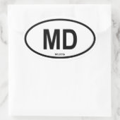 モルドバ「MD」 楕円形シール (バッグ)