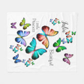 モルフォカラフルブルーレインボーチョウの領域 フリースブランケット (正面(横))