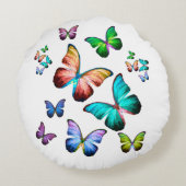 モルフォカラフルブルーレインボーチョウの領域 ラウンドクッション (裏面)