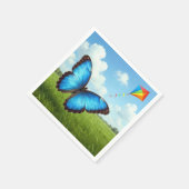モルフォ蝶の凧揚げ スタンダードカクテルナプキン (角)