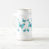 モルフォ蝶の漫画イラストレーション ビールジョッキ (正面左)