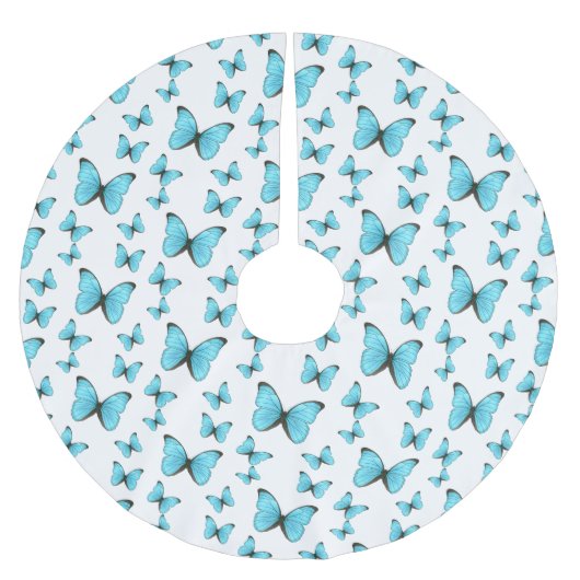 モルフォ蝶の漫画イラストレーション ブラッシュドポリエステルツリースカート (正面)