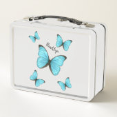 モルフォ蝶の漫画イラストレーション メタルランチボックス (裏面)