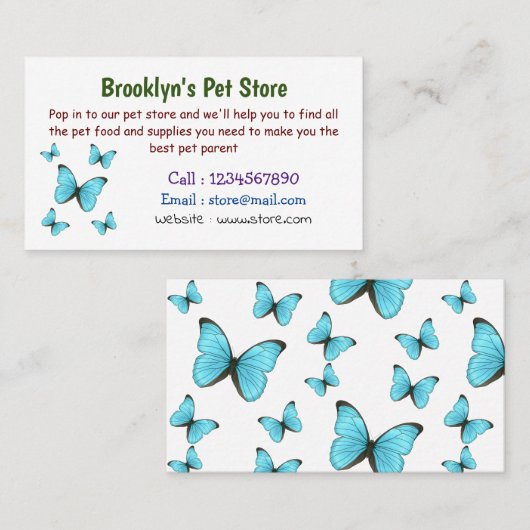 モルフォ蝶の漫画イラストレーション 名刺 (正面/裏面)