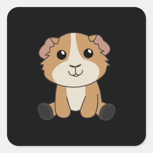 モルモットかわいい子供へ動物 スクエアシール (正面)