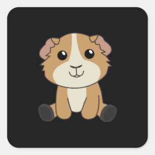 モルモットかわいい子供へ動物 スクエアシール