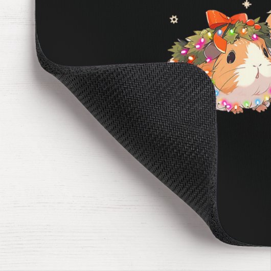 モルモットがクリスマスライトギニアでもつれあがってきた マウスパッド (コーナー)